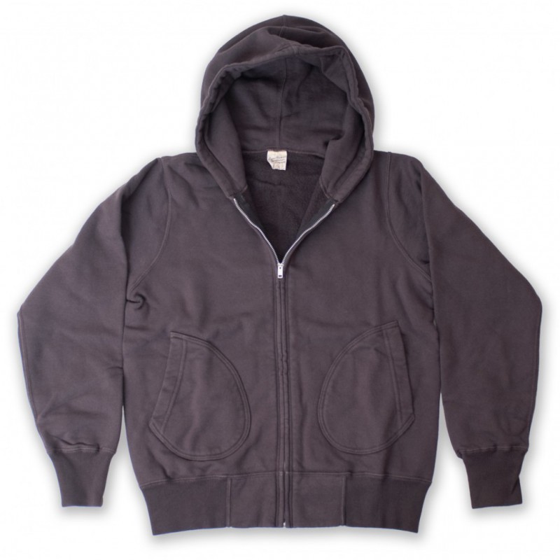 PLAIN HOODED SWEAT WASHED BLACK